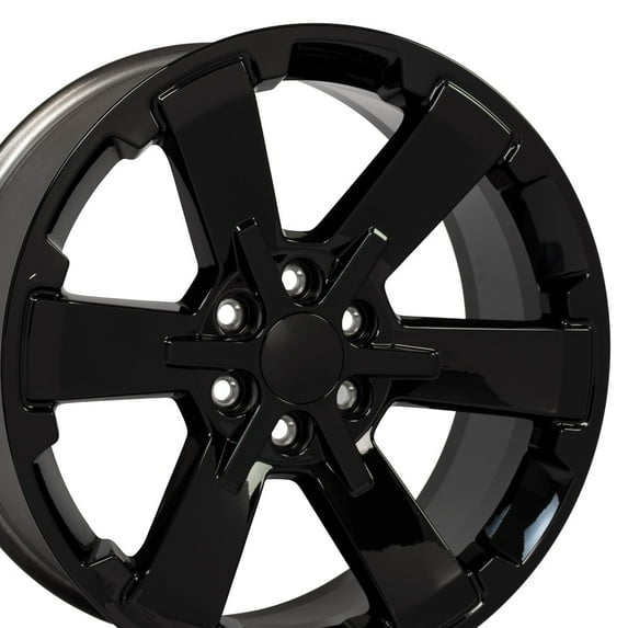 OE Wheels CV41B 22 Inch Rim Fits Silverado 1500 Rally Style 6x139.7 22x9 Gloss Black - Hollander 5662 (1)