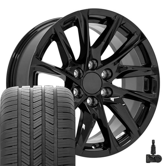 OE Wheels CA90 20 Inch Rims and Tires Fit Escalade Style 6x139.7 20x9 Gloss Black - Hollander 4875 - Eagle LS-2 275/55-20 (Set of 4)