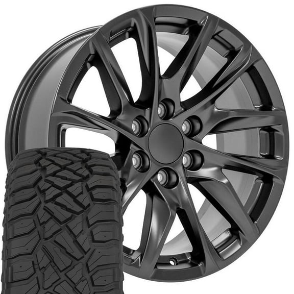 OE Wheels CA90 20 Inch Rims and Tires Fit Escalade Style 6x139.7 20x9 Satin Black - Hollander 4875 - TerraMax RT 275/55-20 (Set of 4)