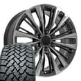 thumbnail image 1 of OE Wheels CA93 22 Inch Rims and Tires Fit Escalade-V Series Style 6x139.7 22x9 Gloss Gunmetal with Polished Face - Hollander 4869 - TS-37 AT 285/45-22 (Set of 4), 1 of 5