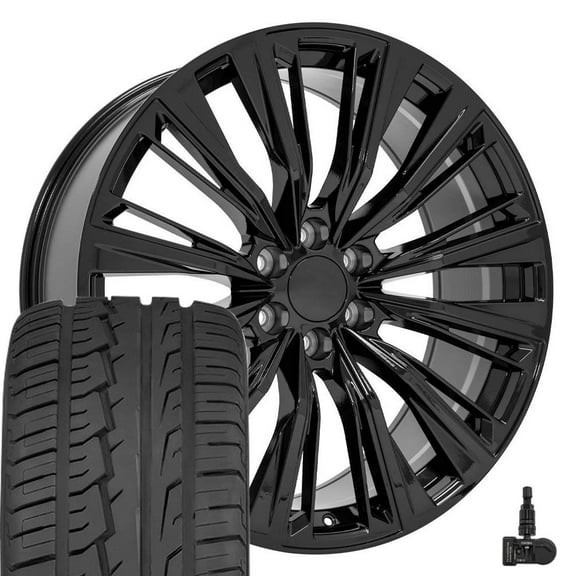 OE Wheels CA93 24 Inch Rims and Tires Fit Escalade-V Series Style 6x139.7 24x10 Gloss Black - Hollander 4869 - iMove Gen2 AS 295/35-24 (Set of 4)