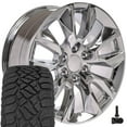 thumbnail image 1 of OE Wheels CV32 20 Inch Rims and Tires Fit Silverado 1500 RST Style 6x139.7 20x9 Chrome - Hollander 5916 - TerraMax RT 275/55-20 (Set of 4), 1 of 5