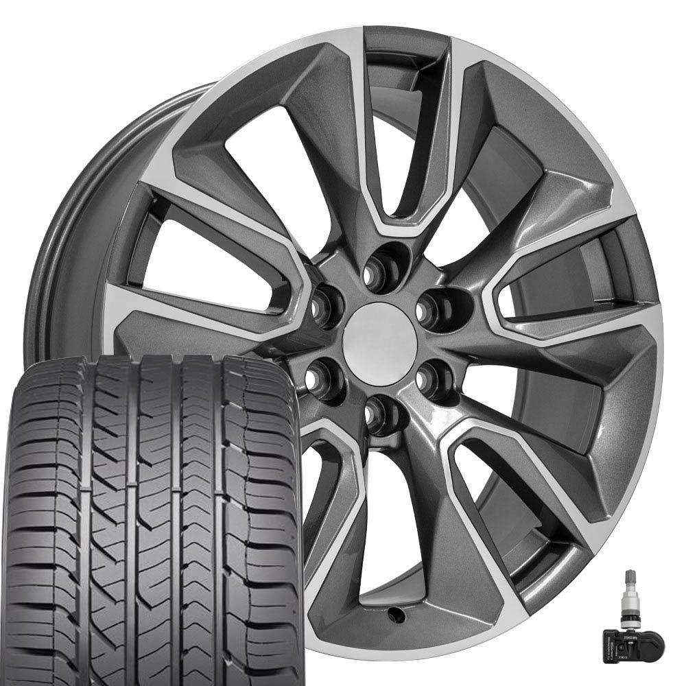 OE Wheels CV32 22 Inch Rims and Tires Fit Silverado 1500 Style 6x139.7 ...