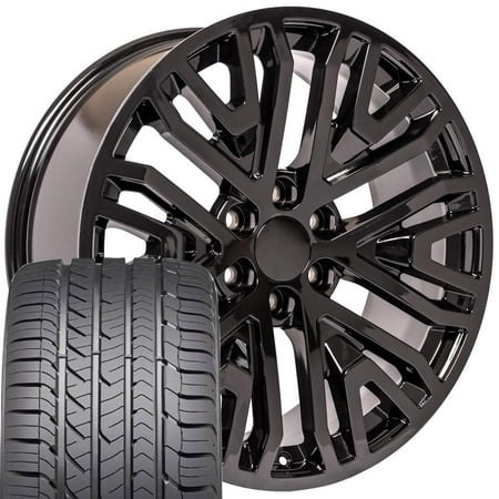 22 inch Black 5906 Rims & Goodyear Tires Fit Chevy Tahoe Silverado RST