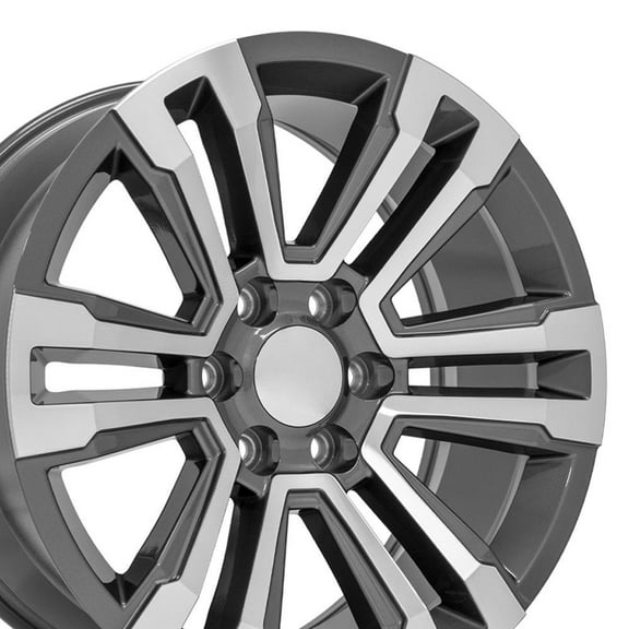 OE Wheels CV44 20 Inch Rims Fit Yukon Denali Style 6x139.7 20x9 Gloss Gunmetal Machined - Hollander 5822 (Set of 4)