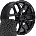 thumbnail image 1 of OE Wheels CV62 22 Inch Rims and Tires Fit Silverado 1500 Style 6x139.7 22x9 Satin Black - Hollander 14078 - TerraMax RT 285/45-22 (Set of 4), 1 of 5