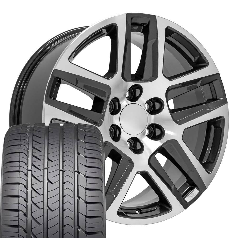 OE Wheels CV63 20 Inch Rims and Tires Fit Silverado 1500 Z71 Style 6x139.7 20x9 Gloss Gunmetal Machined - Hollander 5913 - Eagle LS-2 275/55-20 (Set of 4)