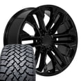 thumbnail image 1 of OE Wheels CV69 20 Inch Rims and Tires Fit Silverado 1500 Style 6x139.7 20x9 Gloss Black - Hollander 5905 - TS-37 AT 275/55-20 (Set of 4), 1 of 5