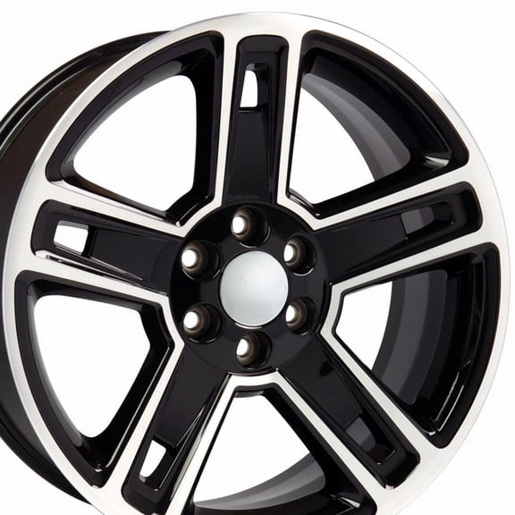 OE Wheels CV74B 22 Inch Rims Fit Silverado 1500 Style 6x139.7 22x9 Gloss Black Machined - Hollander 5664 (Set of 4)