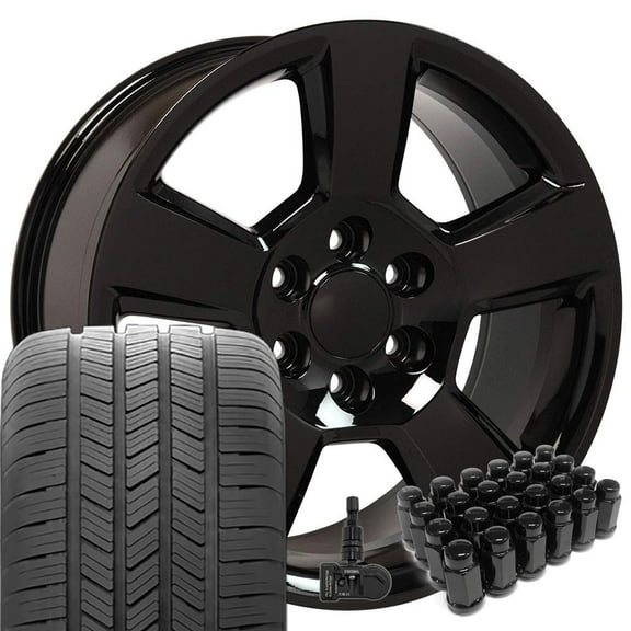 OE Wheels CV76 20 Inch Rims and Tires Fit Tahoe Style 6x139.7 20x9 Gloss Black - Hollander 5652 - Eagle LS-2 275/55-20 (Set of 4)