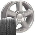 thumbnail image 1 of OE Wheels CV83 20 Inch Rims and Tires Fit Tahoe Style 6x139.7 20x8.5 Gloss Silver - Hollander 5308 - Eagle LS-2 275/55-20 (Set of 4), 1 of 5