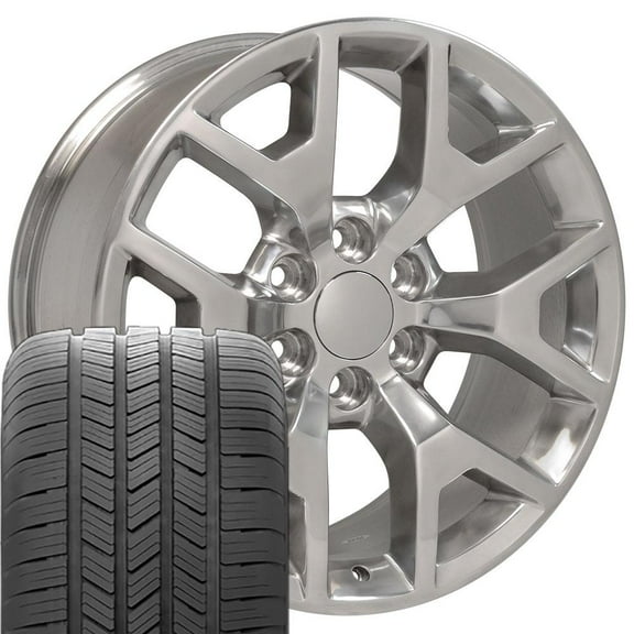 OE Wheels CV92 20 Inch Rims and Tires Fit Sierra 1500 Honeycomb Style 6x139.7 20x9 Polished - Hollander 5656 - Eagle LS-2 275/55-20 (Set of 4)