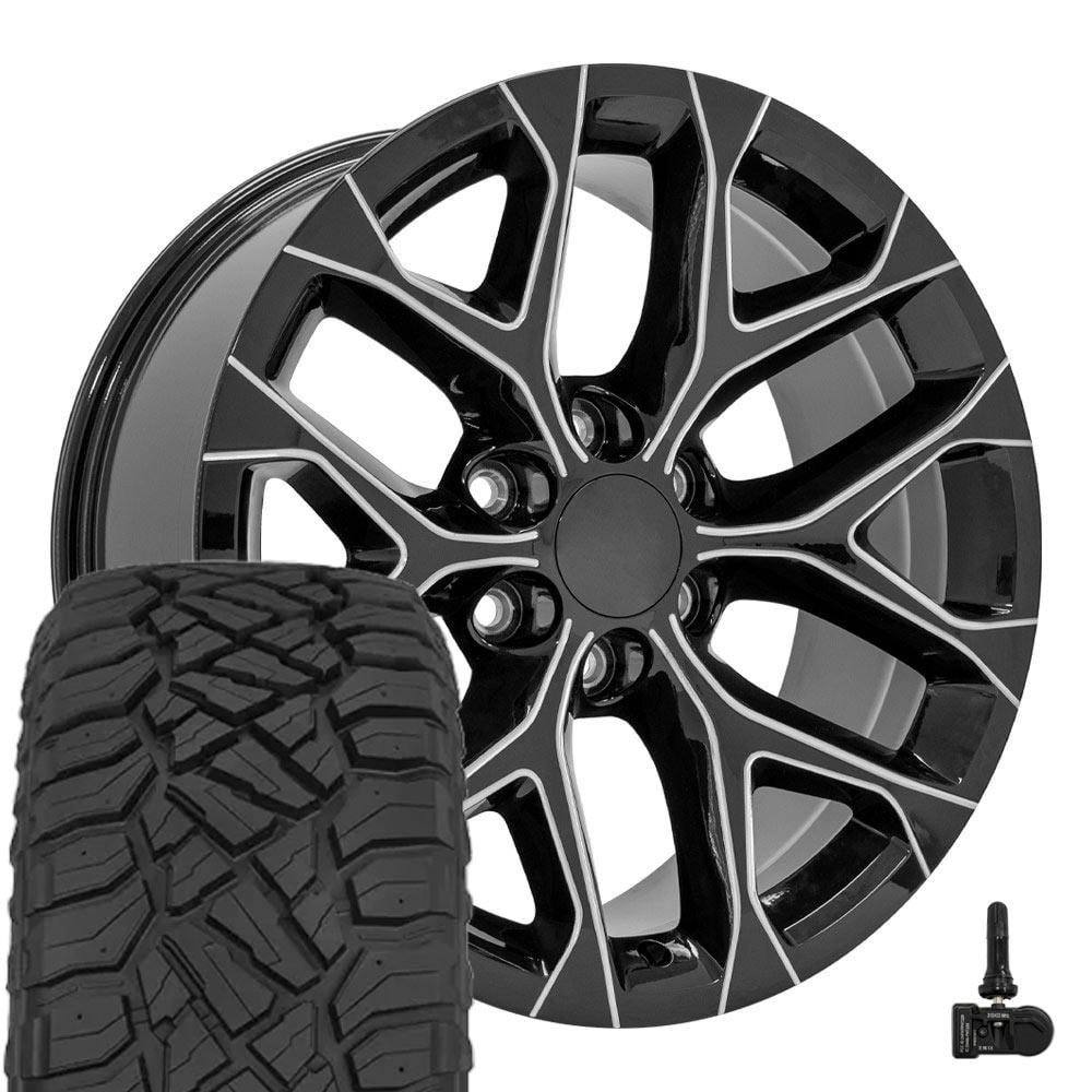 OE Wheels CV98B 20 Inch Rims and Tires Fit Silverado 1500 Snowflake ...