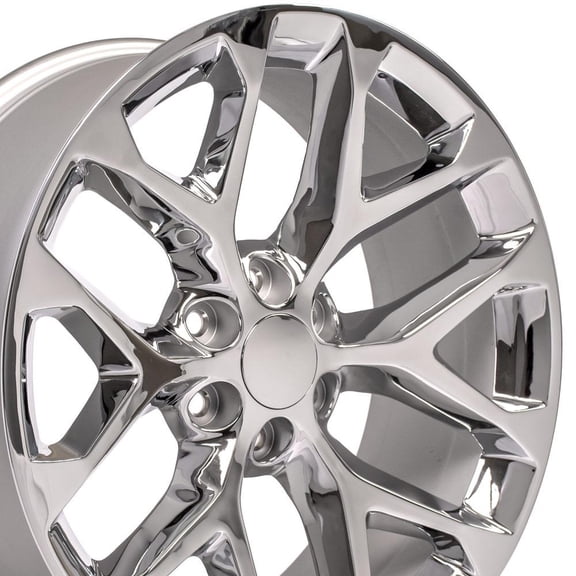 OE Wheels CV98B 22 Inch Rims Fit Silverado 1500 Snowflake Style 6x139.7 22x9 Chrome - Hollander 5668 (Set of 4)