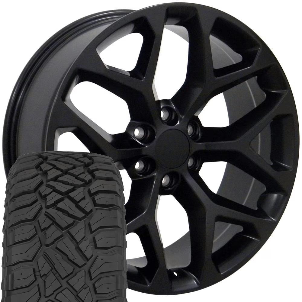 OE Wheels LLC CV98B 22x9 Black Rims & 285/45R22 RT Tires Set 6X139.7 ...