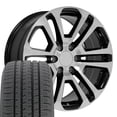 thumbnail image 1 of OE Wheels CV99 20 Inch Rims and Tires Fit Sierra 1500 Style 6x139.7 20x9 Gloss Black Machined - Hollander 4741 - Dueler H/L Alenza 275/55-20 (Set of 4), 1 of 5