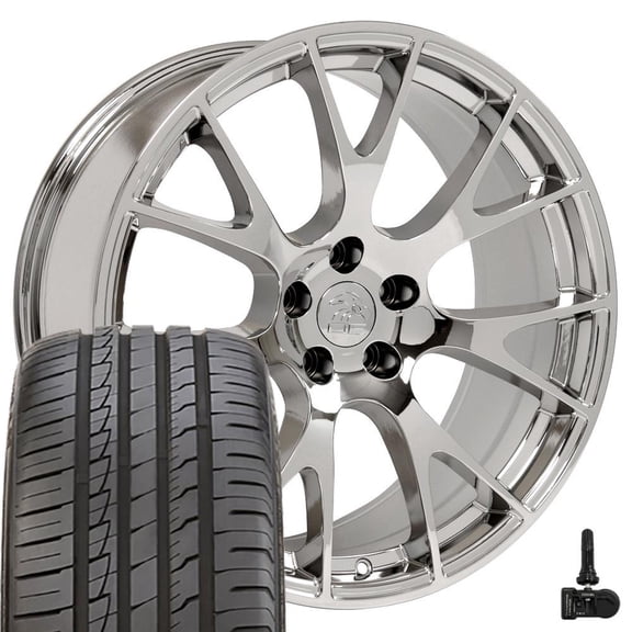 OE Wheels DG15 20 Inch Rims and Tires Fit Hellcat Style 5x115 20x9 Chrome - Hollander 2528 - iMove GEN 2 245/45r20 (Set of 4)