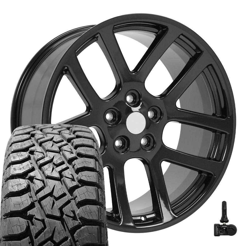 OE Wheels DG51 22 Inch Rims and Tires Fit Ram SRT Style 5x139.7 22x10 ...