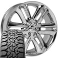 thumbnail image 1 of OE Wheels FR76 22 Inch Rims and Tires Fit F-150 Style 6x135 22x9 Chrome - Hollander 3918 - TS-57 RT 33x12.50/22 (Set of 4), 1 of 5