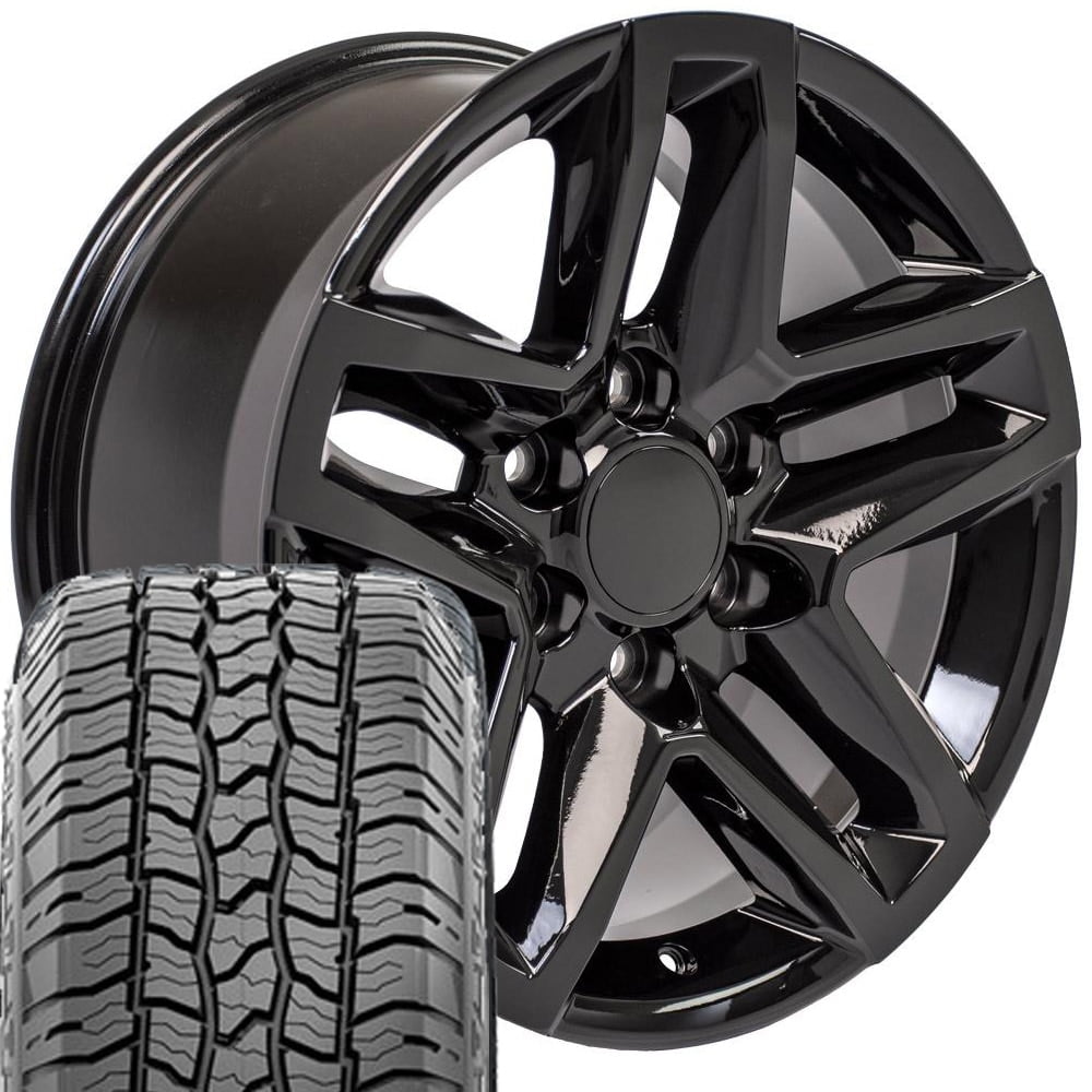 OE Wheels LLC 18 inch Wheels and Tires Fits Silverado Suburban Tahoe Sierra Yukon Escalade 6x139.7 CV34B 18x8.5 Black All Country A/T 275/65-18.