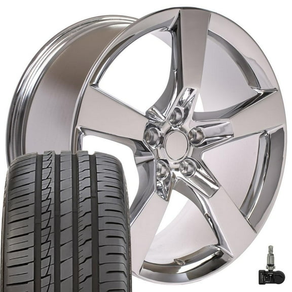 OE Wheels CV11 20 Inch Rims and Tires Fit Camaro SS Style 5x120 20x9 Chrome - Hollander 5443 - iMove Gen 2 AS 245/45-20 (Set of 4)