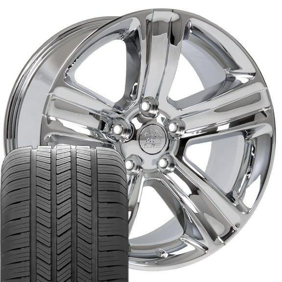 OE Wheels DG65 20 Inch Rims and Tires Fit Ram 1500 Style 5x139.7 20x9 Chrome - Hollander 2453 - Eagle LS-2 275/55-20 (Set of 4)
