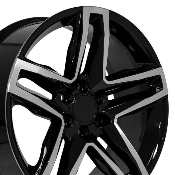 OE Wheels 22 Inch Rims Fit Silverado 1500 Trail Boss Style 6x139.7 22x9 Gloss Black Machined - Hollander 5911 (Set of 4)