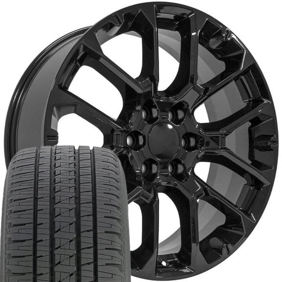 OE Wheels CV67 22 Inch Rims and Tires Fit Suburban 1500 High Country Style 6x139.7 22x9 Gloss Black - Hollander 14079 - Dueler H/L Alenza 285/45-22 (Set of 4)