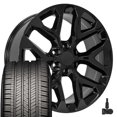 thumbnail image 1 of OE Wheels CV98B 22x9 Snowflake Wheels - Gloss Black 22 Inch Rims Set of 4, 6x139.7 Wheels - Optional TPMS & 285/45R22 Tires and Rims Packages - Fits GM Trucks & SUVs (Eagle Touring, TPMS), 1 of 5