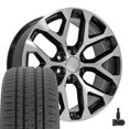 thumbnail image 1 of OE Wheels CV98 22 Inch Rims and Tires Fit Silverado 1500 Snowflake Style 6x139.7 22x9 Gloss Black Machined - Hollander 5668 - Dueler H/L Alenza 285/45-22 (Set of 4), 1 of 5