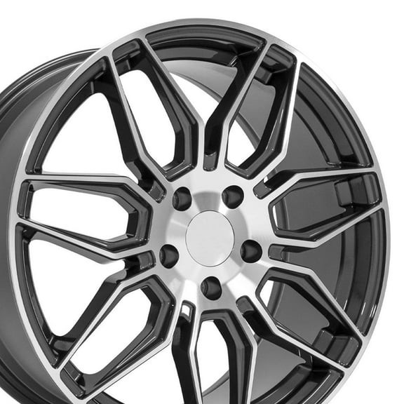 OE Wheels CV03 19 Inch Rims Fit Corvette C8 Z06 Style 5x120 19x8.5 / 20x11 Gloss Gunmetal Machined - Hollander 95580 (Set of 4)
