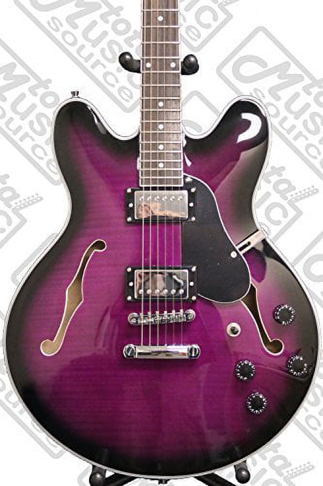 OE30 Purplr Burst Oscar Schmidt Semi-Hollow Body Electric Guitar by Washburn, Covered Pickups