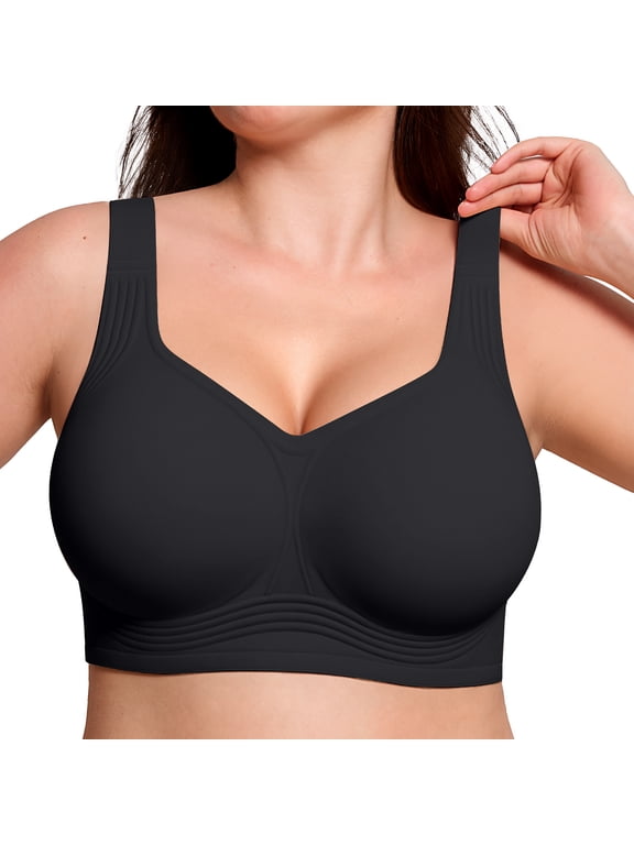 Women Jelly Bra Push Up Seamless Wireless T-shirt Bra, Supportive Full Coverage, Size S to 5XL