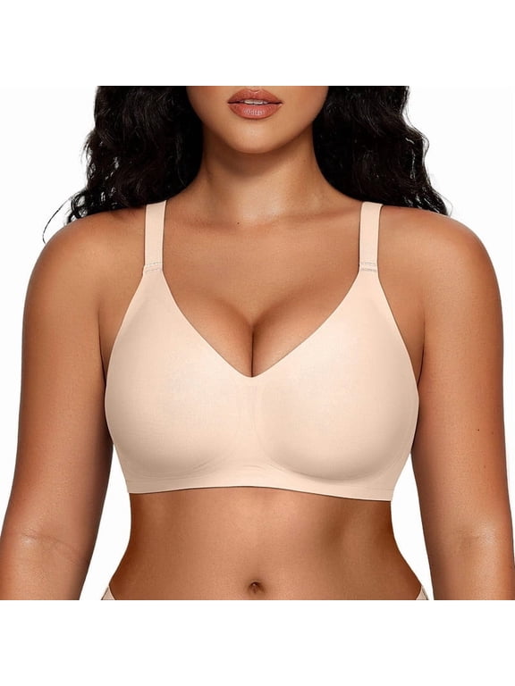 Women's Comfortable Jelly Bra, No Underwire, Seamless Full Coverage Bralette, Buttery Soft, Convertible, Everyday T-shirt Bra, Sizes S to 3XL