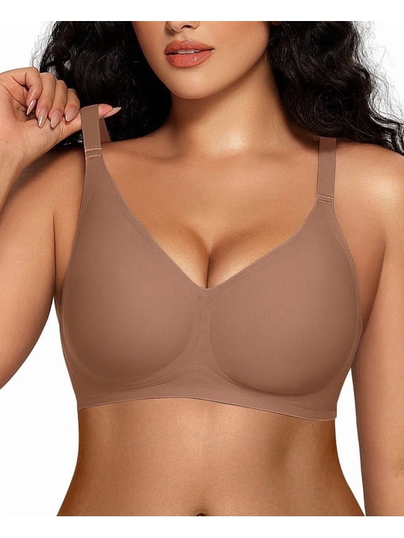 Women's Comfortable Jelly Bra, No Underwire, Seamless Full Coverage Bralette, Buttery Soft, Convertible, Everyday T-shirt Bra, Sizes S to 3XL