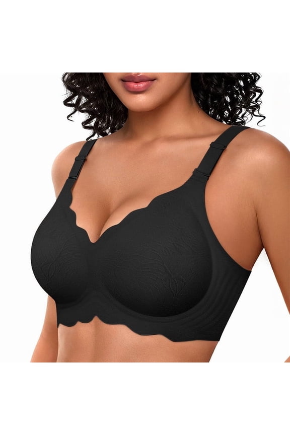 Women's Jelly Bra, No Underwire Scalloped Push Up, Buttery Soft T-shirt Seamless Full Coverage Convertible Everyday Bra, Sizes S to 3XL