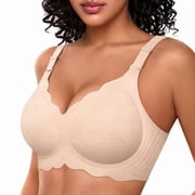 OEAK Womens Jelly Bra, No Underwire Scalloped Push Up, Buttery Soft T-shirt Seamless Full Coverage Convertible Everyday Bra, Sizes S to 3XL