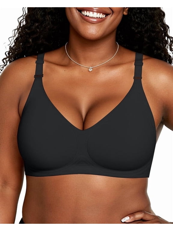 Women's Seamless Jelly Comfortable Bra, No Underwire, Full Support, Push Up, V Neck Sleeping T-shirt Bra, Sizes S to 3XL