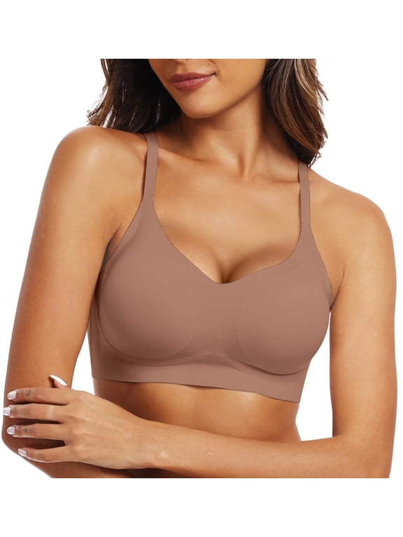 Women's Wireless Jelly Bra, Comfortable Push Up, No Underwire, Full Support Lift Everyday Seamless T-shirt Bra, Sizes S to 2XL