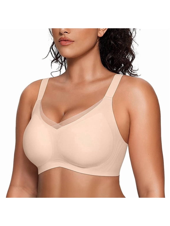 Women's Wireless Jelly Bra, V Mesh Comfortable Bralette, Supportive T-shirt Bra, No Underwire, Seamless Push Up Everyday Bra, Sizes S to 3XL
