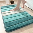 thumbnail image 1 of OEAKAY Bath Mat Bathroom Rug Absorbent Non-Slip Washable Shower Floor Mats Carpet 24"x35",Turquoise Teal and White, 1 of 7