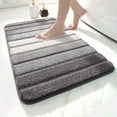 thumbnail image 1 of OEAKAY Bath Mat Bathroom Rug Absorbent Non-Slip Washable Shower Floor Mats Small Carpet 16"x24",Dark Gray Light Grey and White, 1 of 8