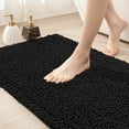 thumbnail image 1 of OEAKAY Bath Rug and Mat, Soft Luxury Chenille Bath Rug for Bathroom, Washable Shower Mat Non-Slip, Absorbent Shaggy Bath Rugs, Black Bathroom Rug, 20"X32", 1 of 6