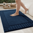 thumbnail image 1 of OEAKAY Textured Plush Navy Microfiber Bath Mat, 16"x24", Non-Slip and Absorbent Bathroom Rug, Machine Washable, Quick Drying Shower Floor Carpet, 1 of 8