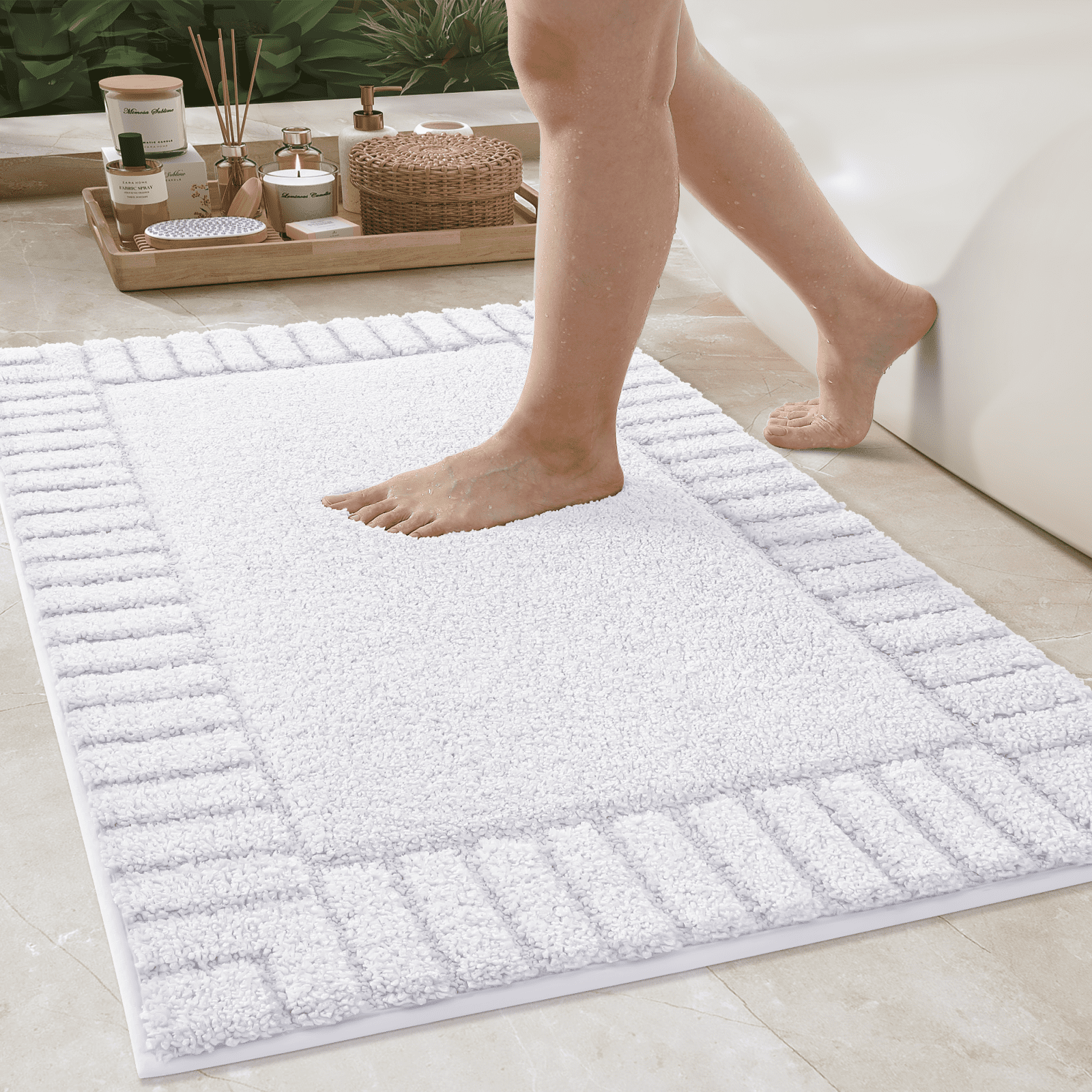 Simply Shabby Chic Ruffle Bath Rug, Soft Sea, 20 x 30