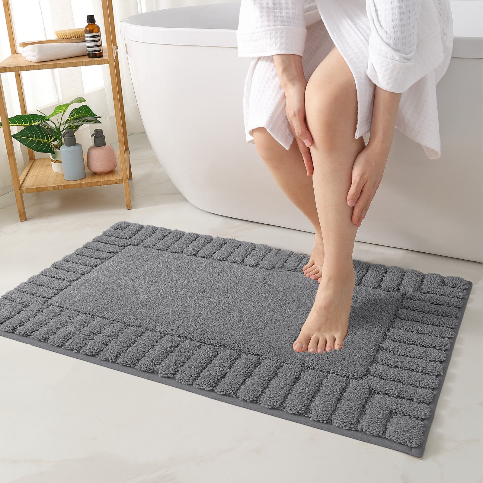 OEAKAY Bath Rug and Mat, Non-Slip Bathroom Rug, Absorbent Washable ...