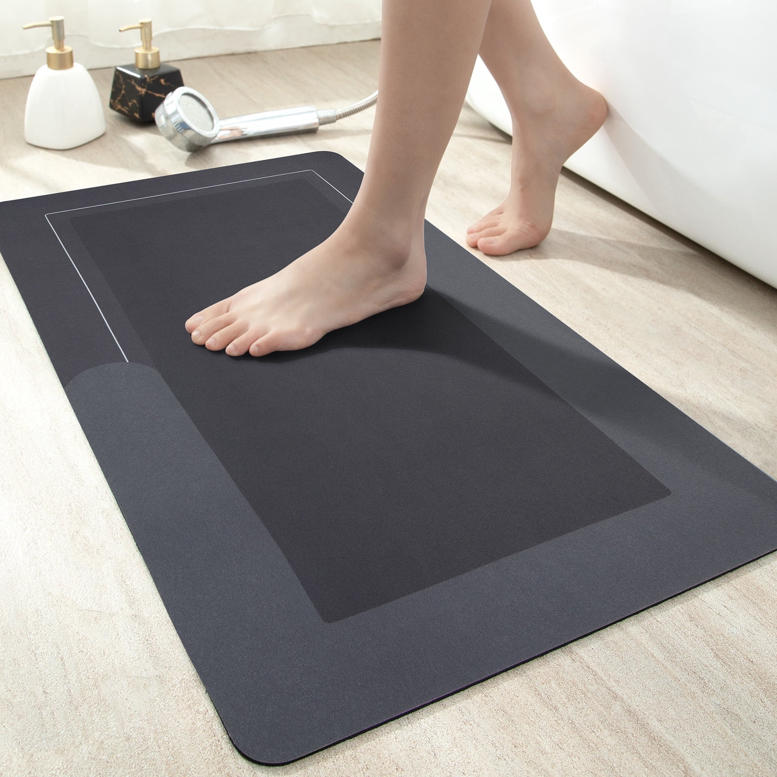 OEAKAY Bathroom Mat, Super Absorbent Quick Dry Bath Mat, Thin Bathroom