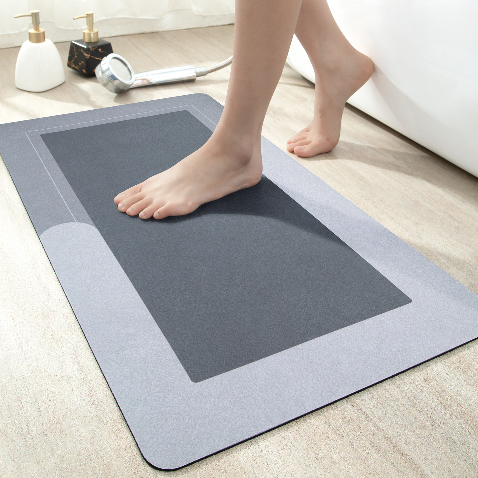 OEAKAY Bathroom Mat, Super Absorbent Quick Dry Bath Mat, Thin Bathroom