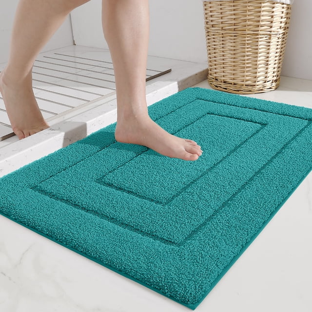 OEAKAY Bathroom Rug, Ultra Soft Absorbent Bath Rug for Bathroom, Premium Microfiber Shag Bath Mat, Non-Slip Bath Rug Machine Washable (20"x32", Teal Green)