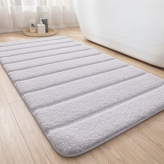 OEAKAY Bathroom Rug, Ultra Soft Absorbent Bath Rug for Bathroom, Premium Microfiber Shag Bath Mat, Non-Slip Bath Rug Machine Washable (24"x43", White)